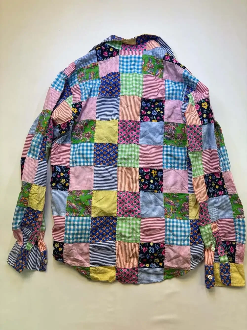 Ralph Lauren Girls Patchwork Print Long Sleeve Button-Down Shirt Size 4